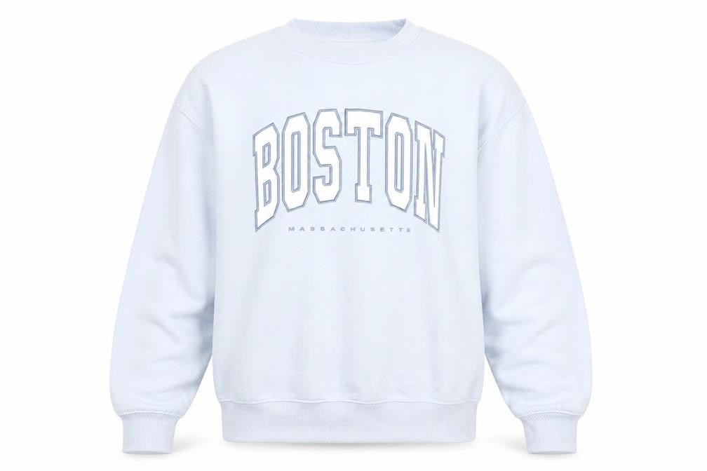 Stradivarius Unisex Blue Boston Crew Neck Sweatshirt XS