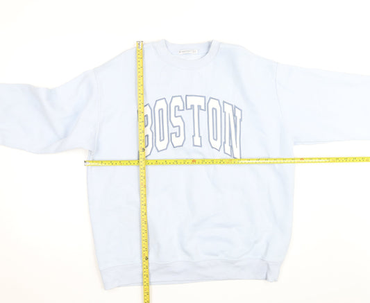 Stradivarius Unisex Blue Boston Crew Neck Sweatshirt XS