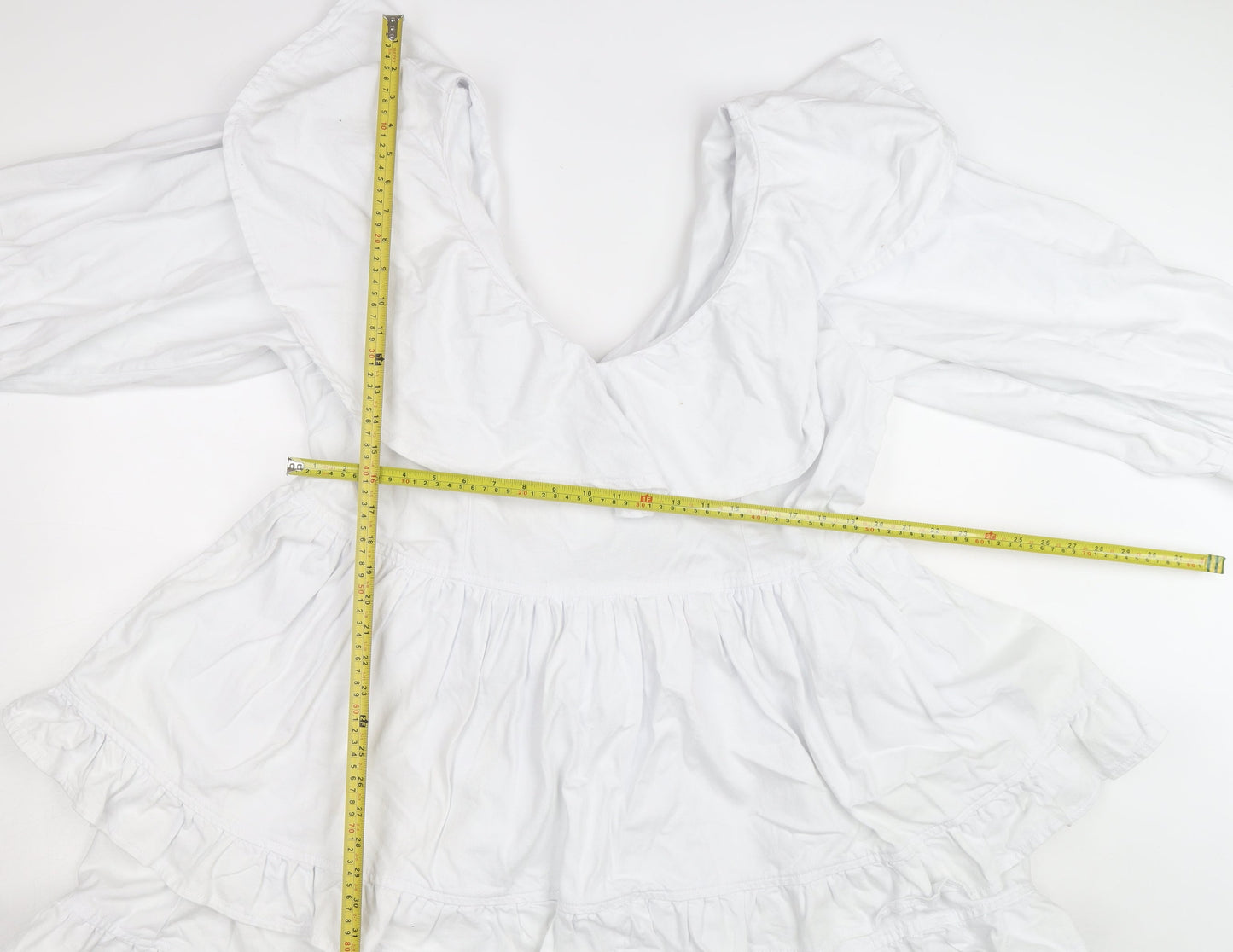 ASOS Luxe Women’s White Off Shoulder Ruffle Short Dress Size 22
