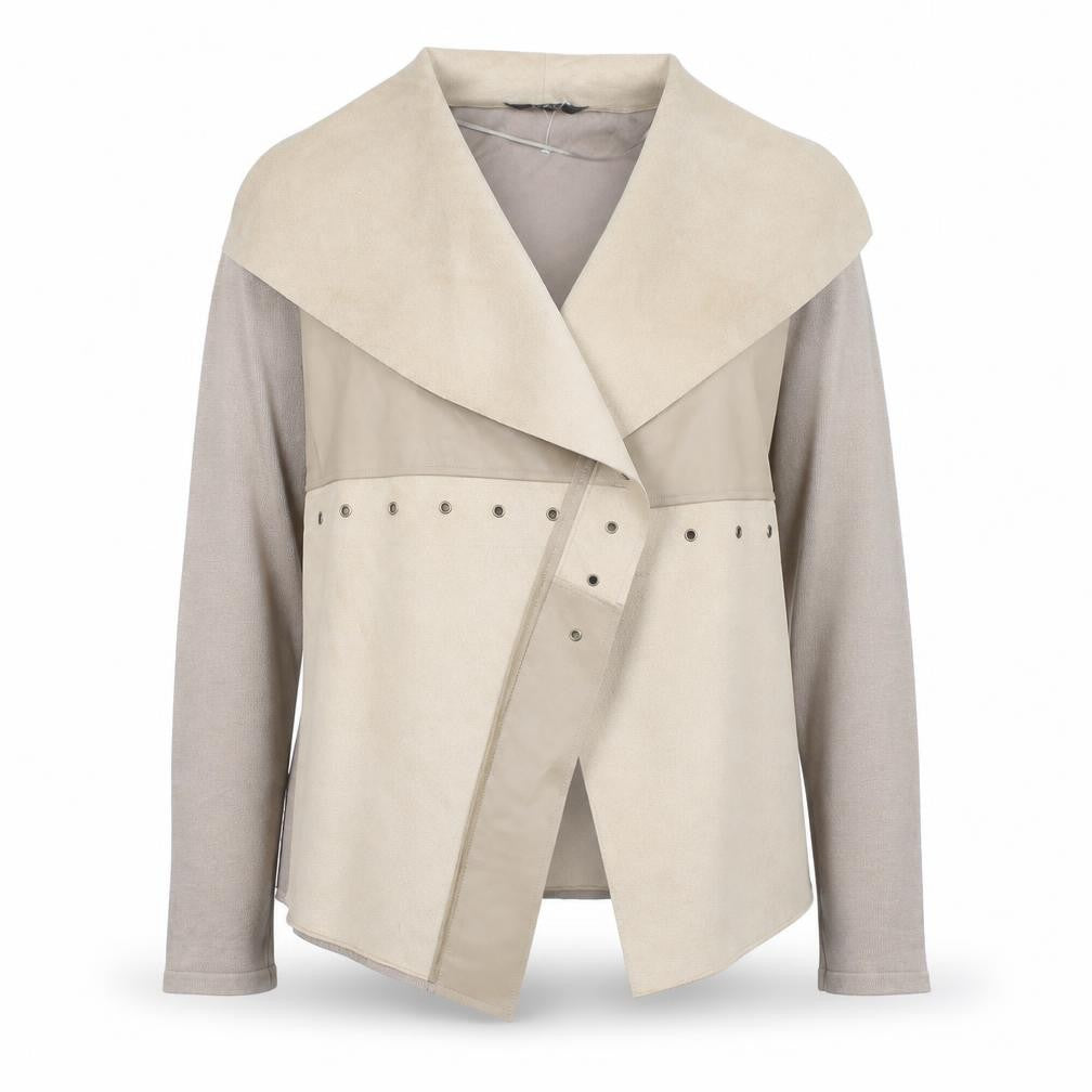 Star by Julien Macdonald Women Beige Wool Blend Biker Jacket Size 14