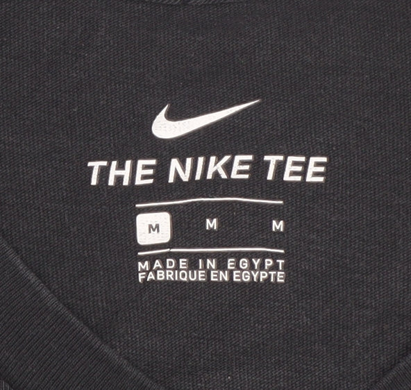 Nike Men Black Graphic Sports T-Shirt Medium Cotton Crew Neck