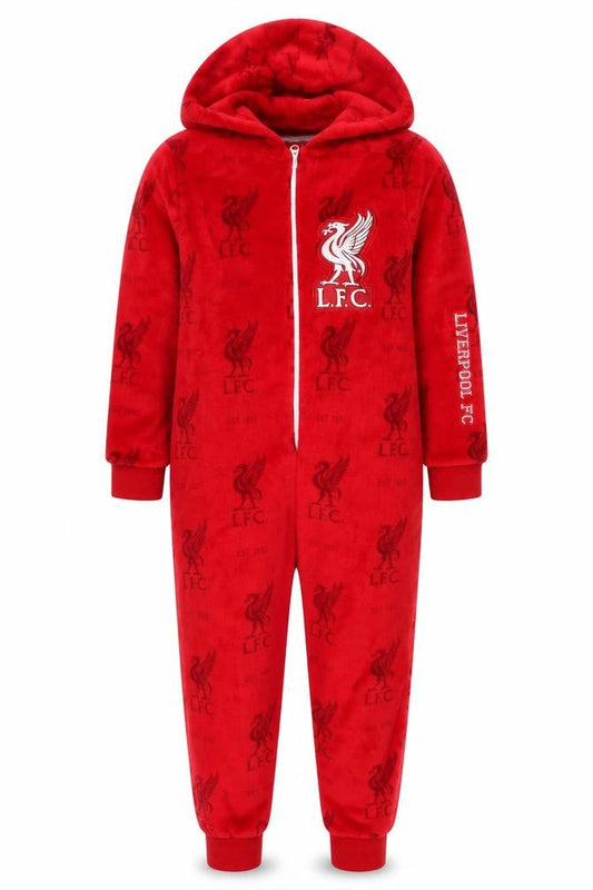 Liverpool FC Boys Red Hooded Fleece One Piece Pyjama 3-3.5 Years