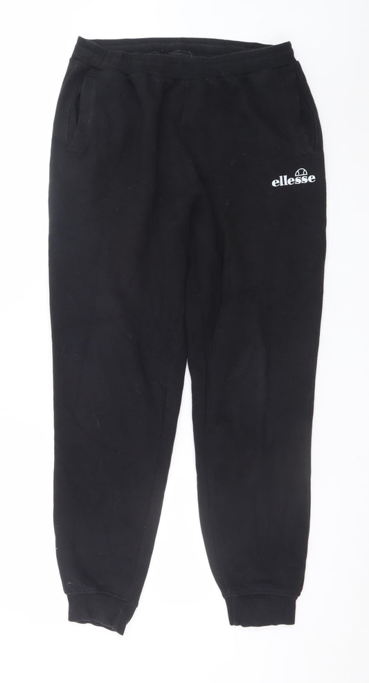 Ellesse Men Black Jogger Sweatpants UK 12 Relaxed Fit Cotton Blend