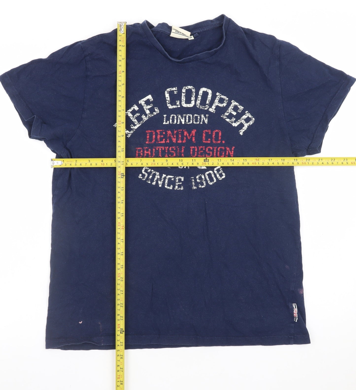 Lee Cooper Men's Blue Graphic Print Crew Neck Cotton T-Shirt M