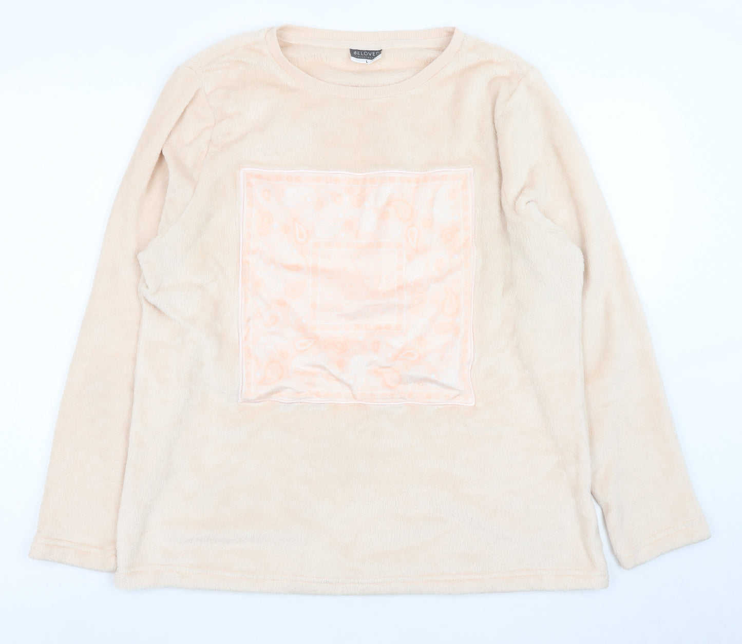 Beloved Women Beige Fleece Long Sleeve Pyjama Top L