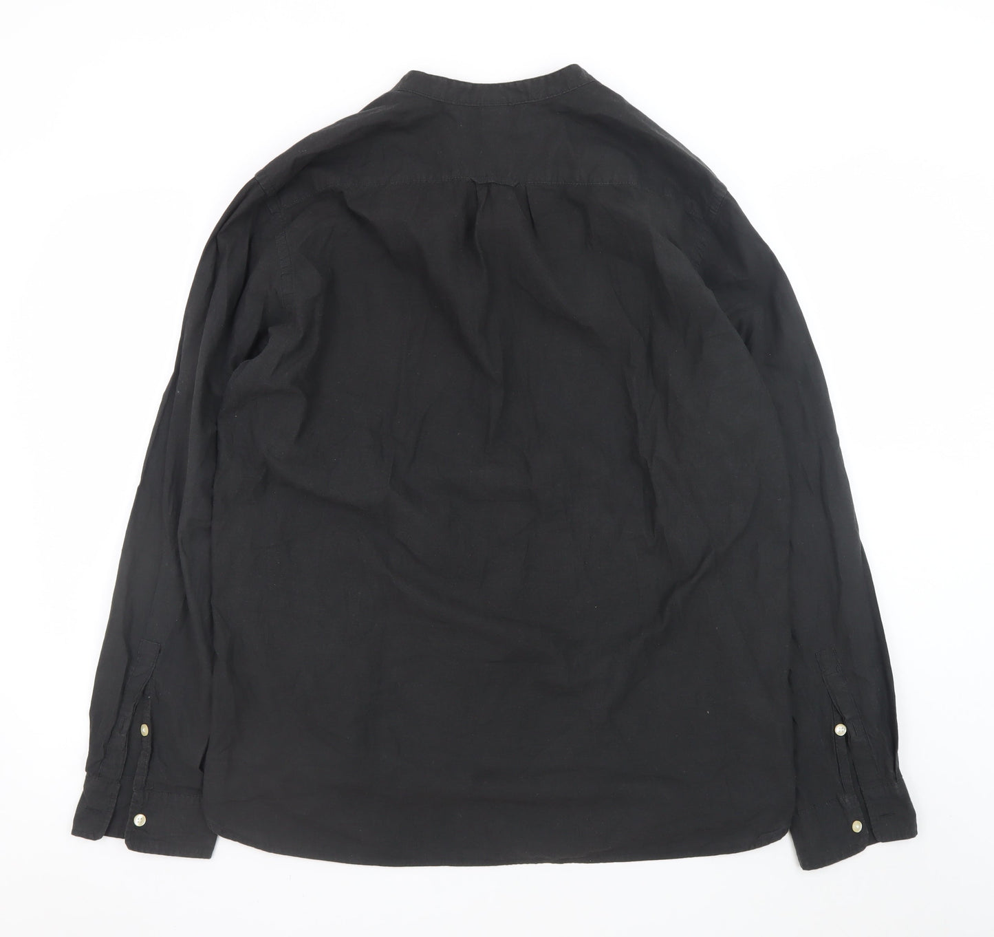 L.O.G.G. Men's Black Cotton Band Collar Button-Up Shirt Size L