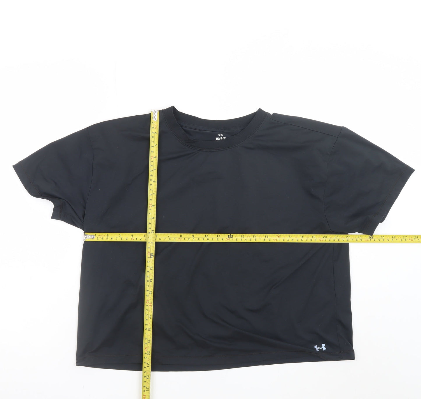 Under Armour Women Black Loose Fit Short Sleeve Sports T-Shirt L
