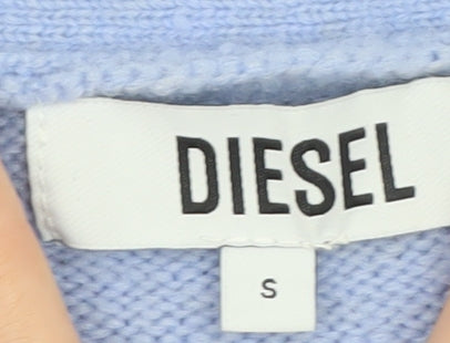 Diesel Women's Blue Cable-Knit Puff Sleeve Cardigan - Size S