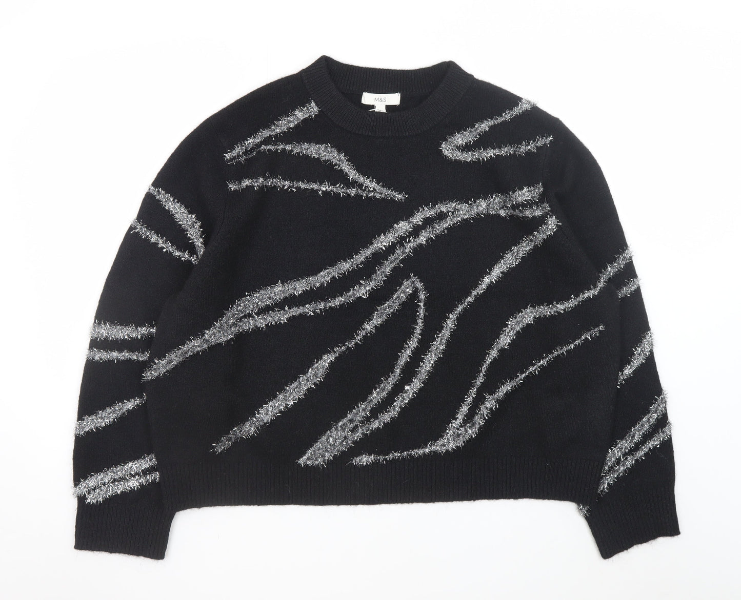 Marks and Spencer Women’s Black Metallic Stripe Knit Jumper XL