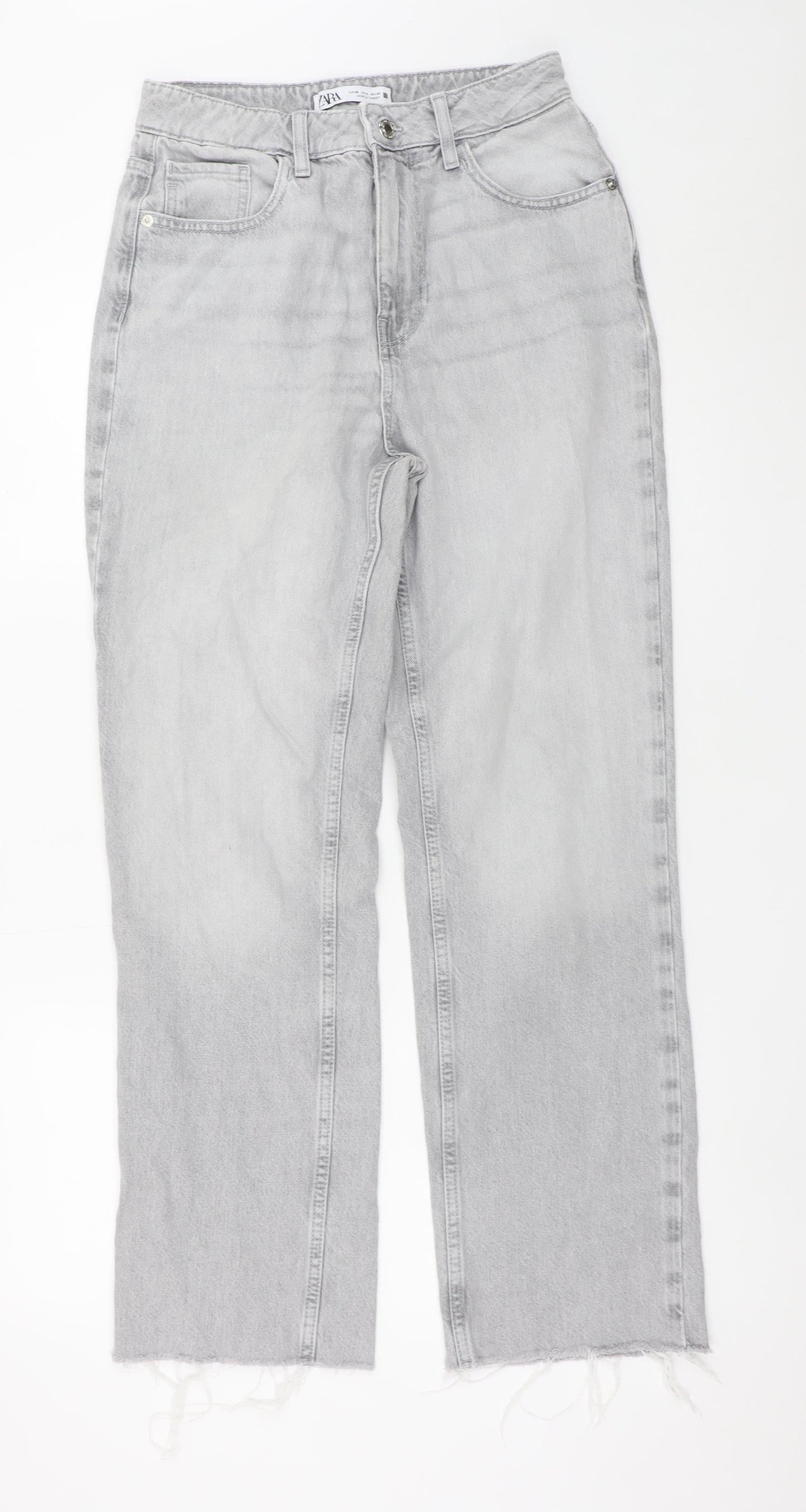 Zara Women Grey High Rise Straight Jeans Size 10