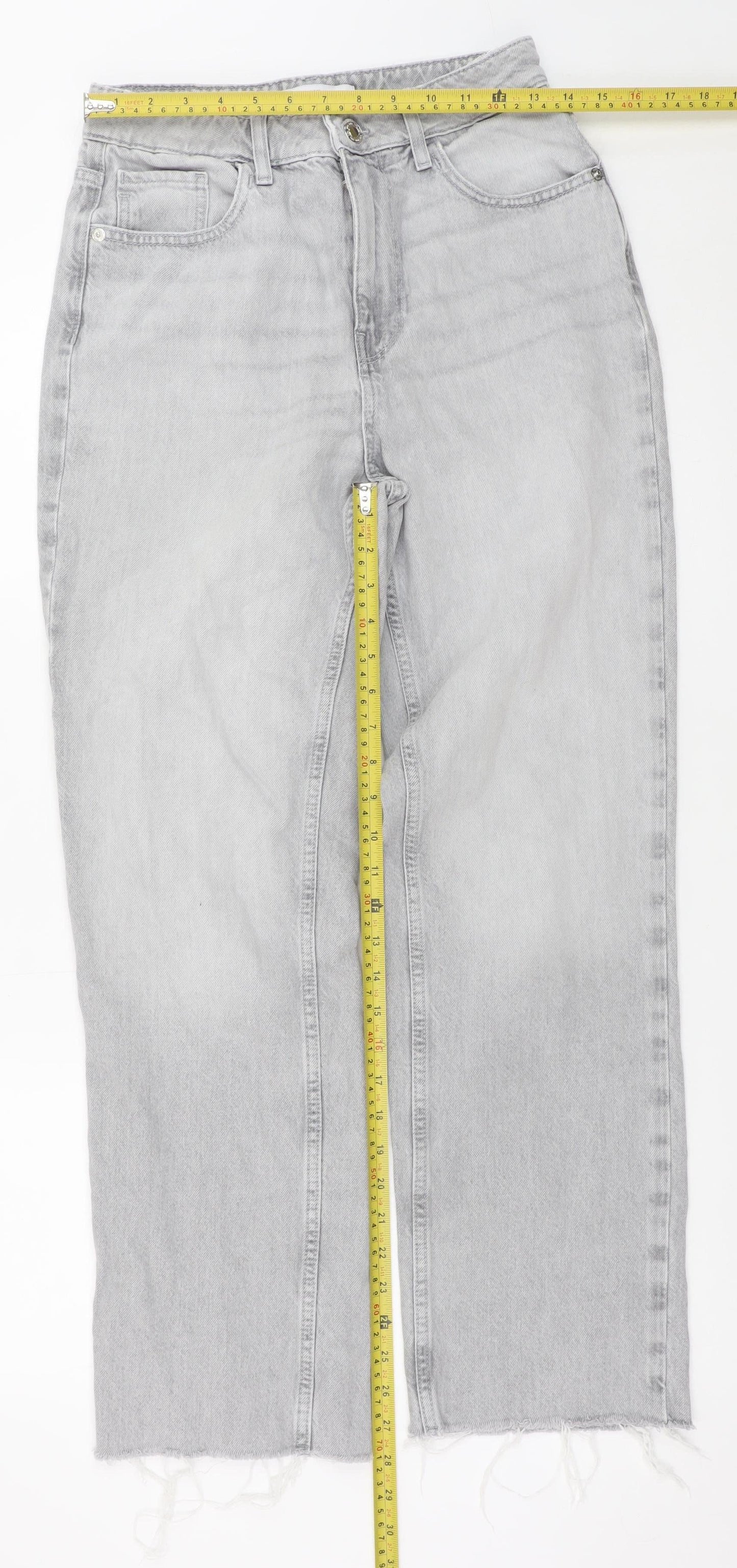 Zara Women Grey High Rise Straight Jeans Size 10