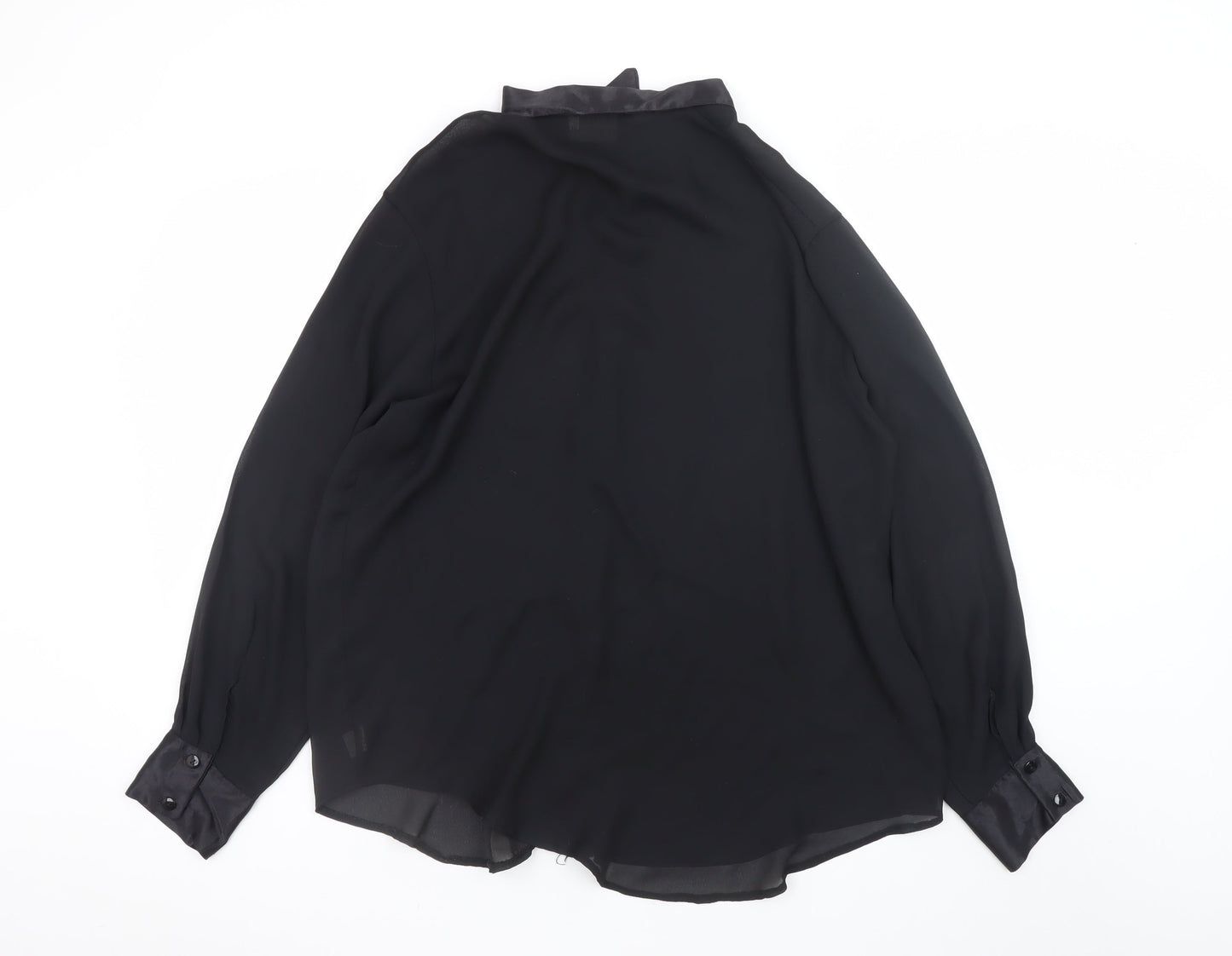 Natural Feeling Women’s Black Size 12 Collared Chiffon Blouse