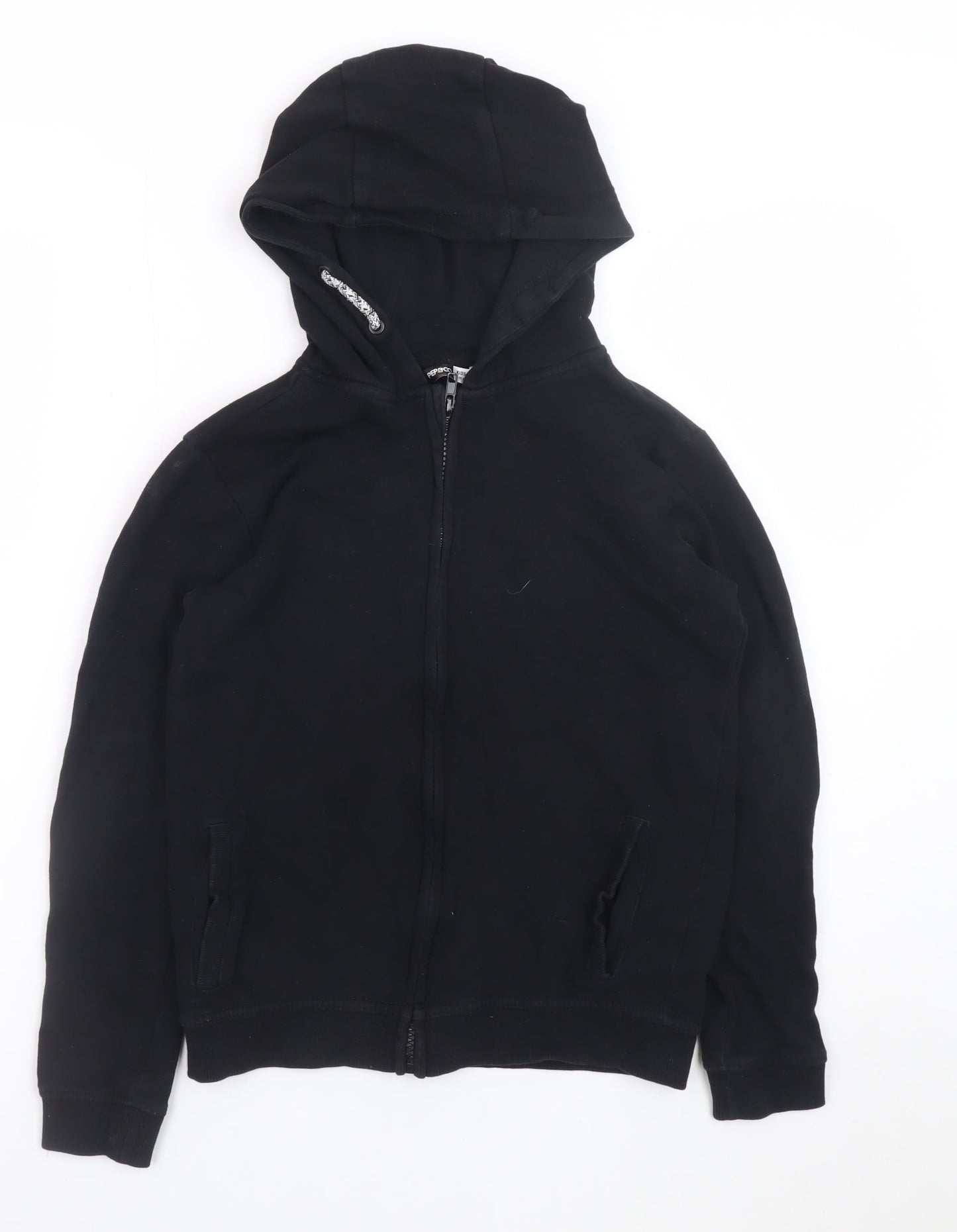 Pep&Co Boys Black Full Zip Hoodie 10-11 Years Cotton Casual Sweatshirt