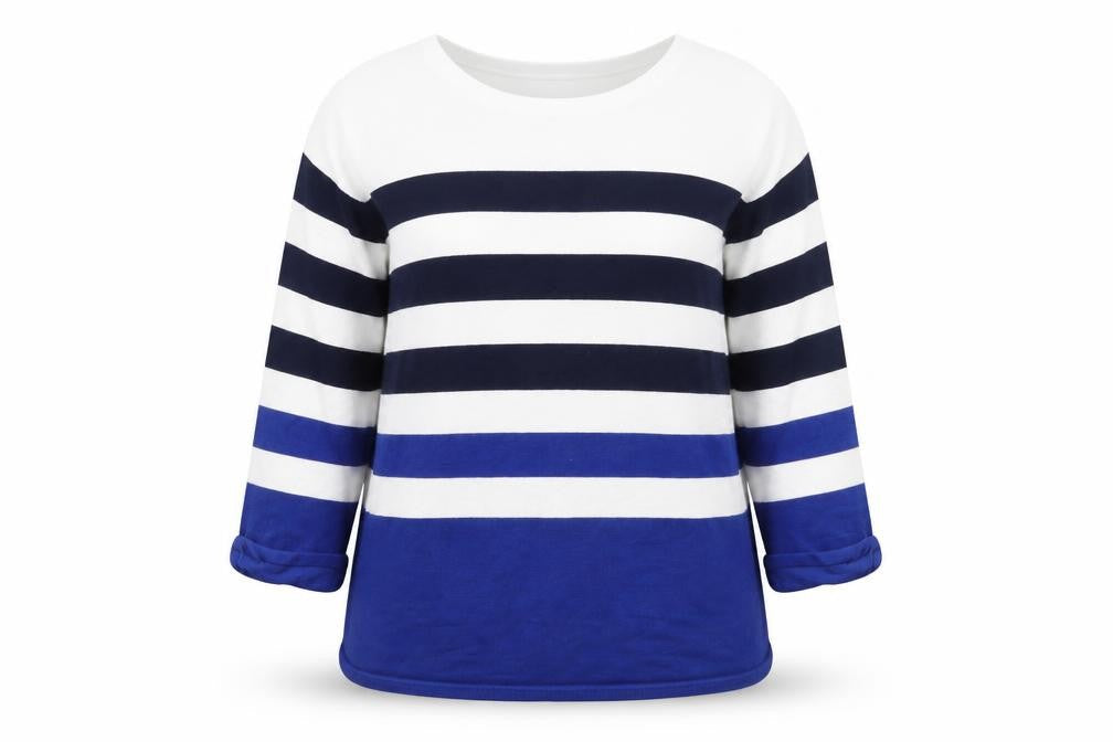 Dunnes Women Blue & White Striped Long Sleeve Jumper Size L