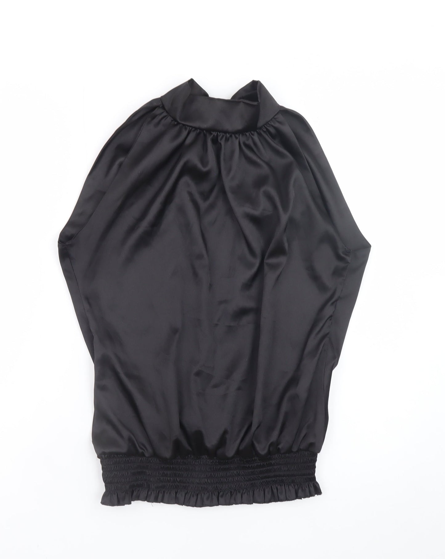 Lili Women's Black Halter Satin Wrap Blouse Size 14