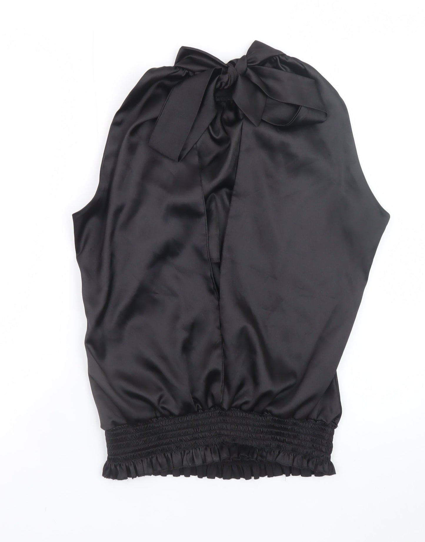 Lili Women's Black Halter Satin Wrap Blouse Size 14