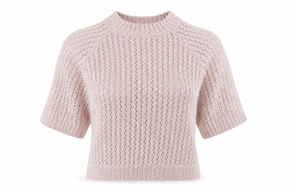 Next Women Pink Open-Knit 3/4 Sleeve Pullover Jumper Size 12