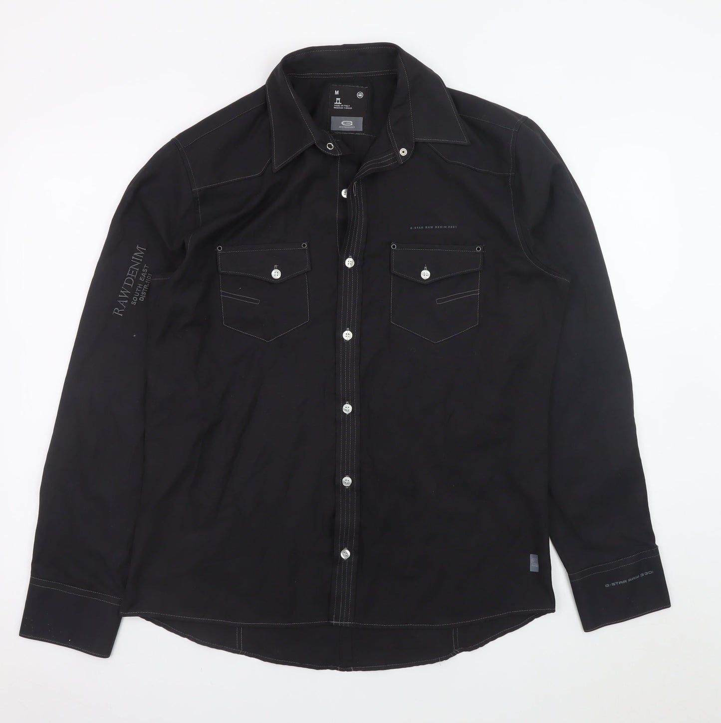 G-Star Men's Black Long Sleeve Button-Up Denim Shirt Size M