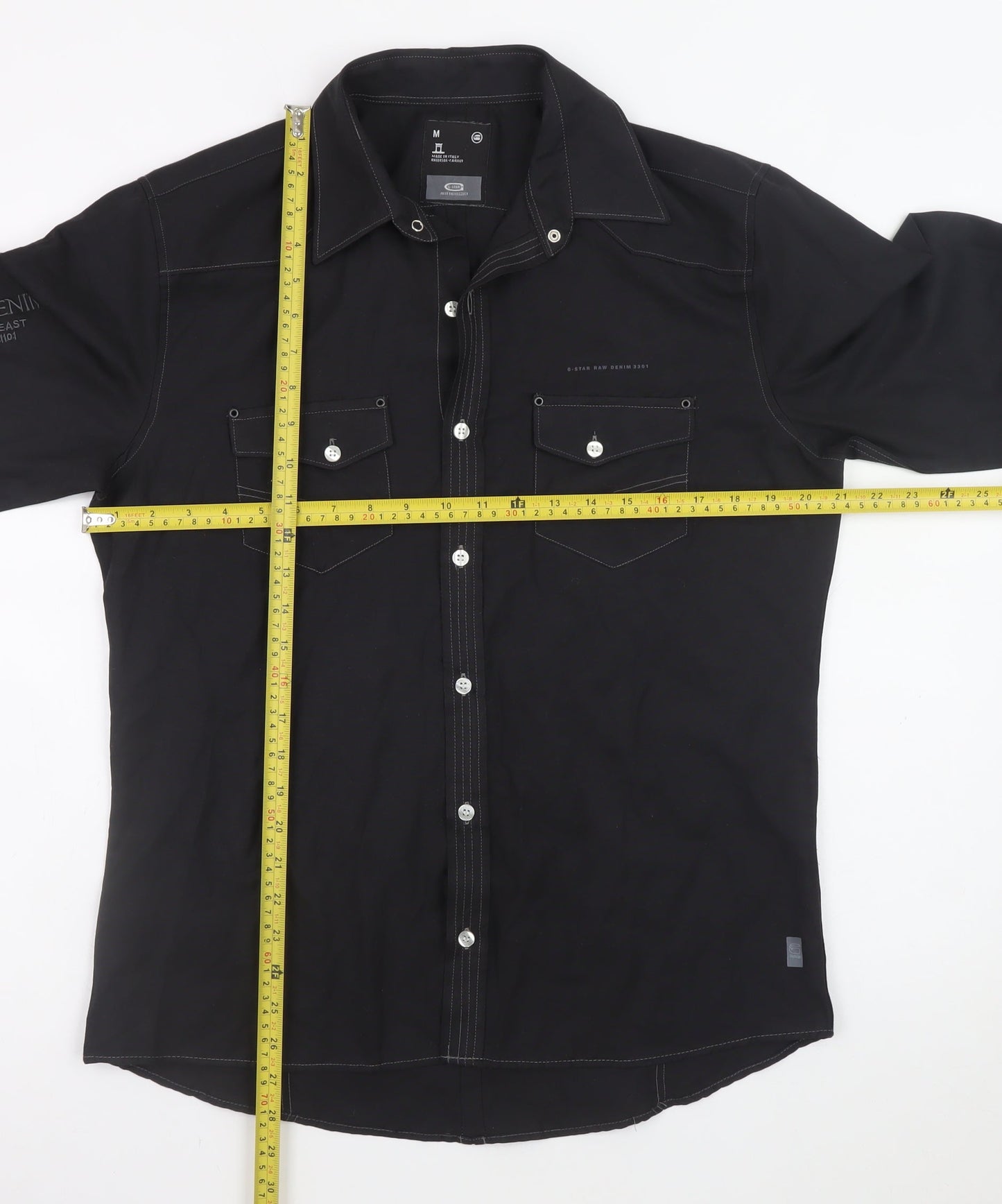 G-Star Men's Black Long Sleeve Button-Up Denim Shirt Size M