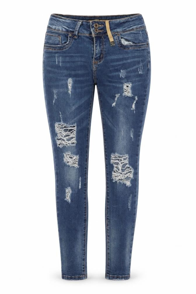 Hello Miss Women’s Blue Distressed Skinny Denim Jeans Size 8