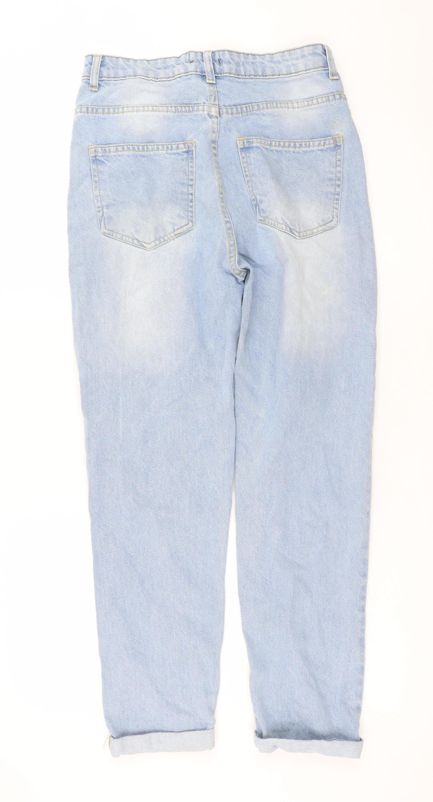 I Saw It First Womens Light Blue Distressed Mom Jeans UK 8