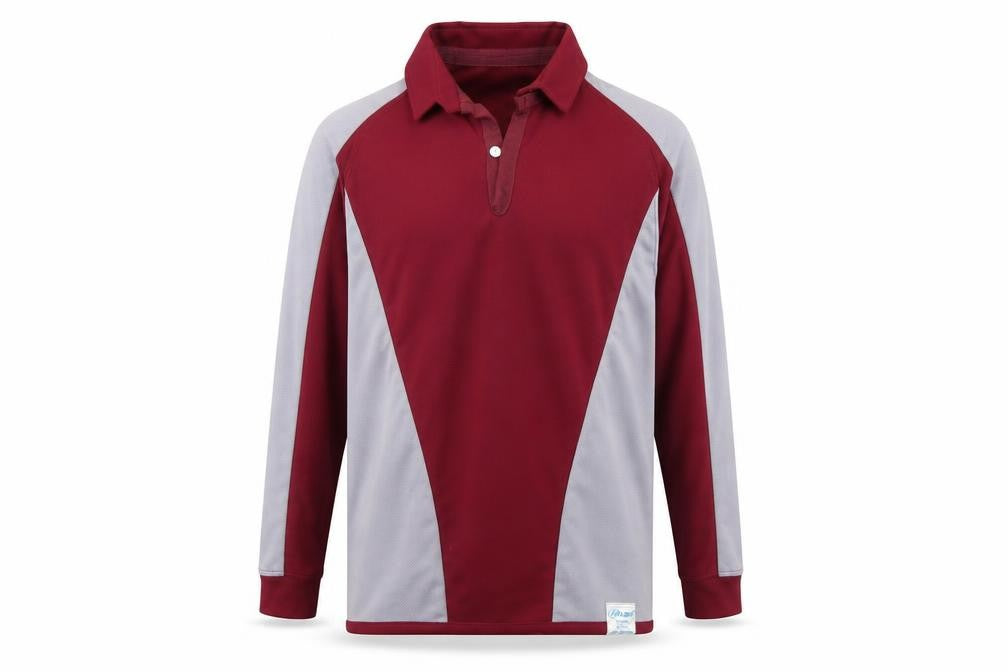 Halbro Men’s Red Grey Collared Henley Performance Sweatshirt Size S