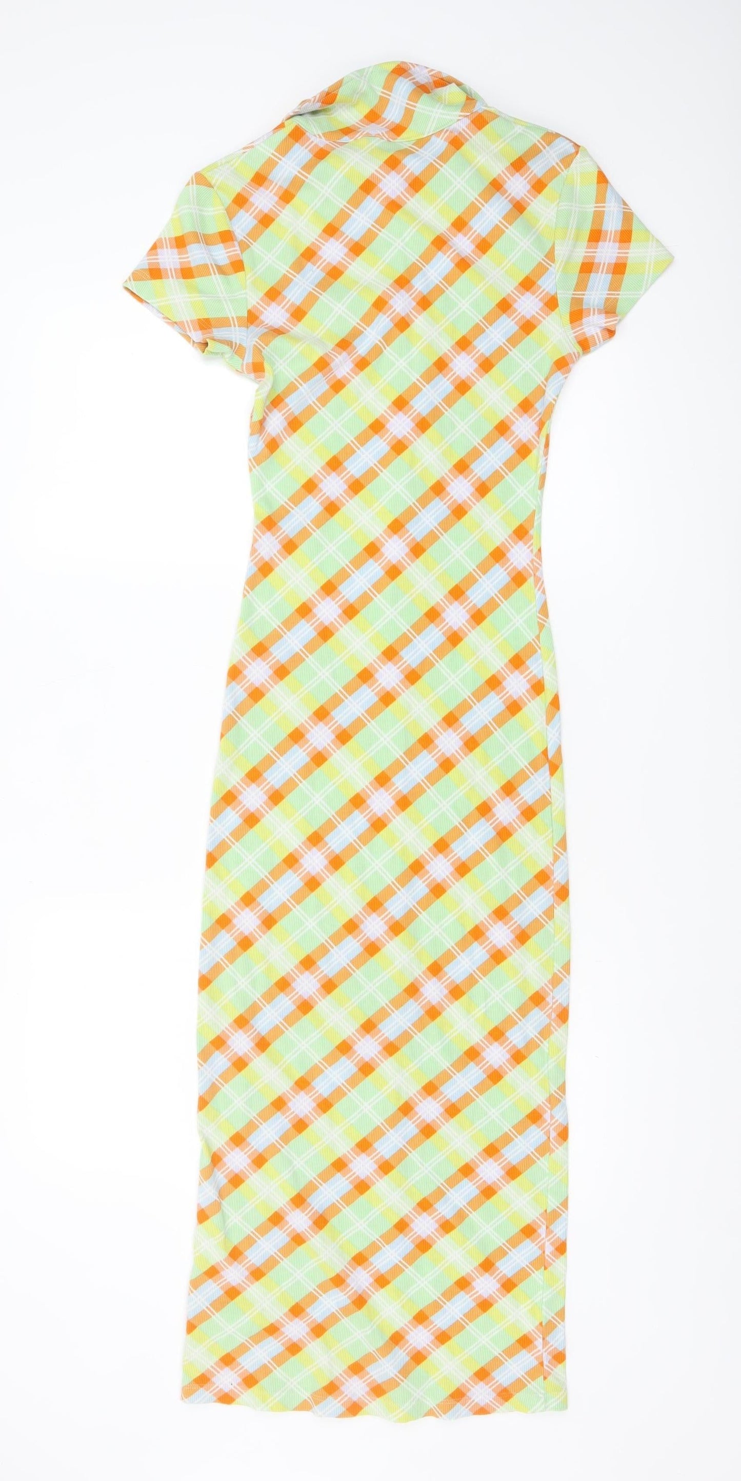 Collusion Women’s Multicoloured Check Midi Shirt Dress UK 10