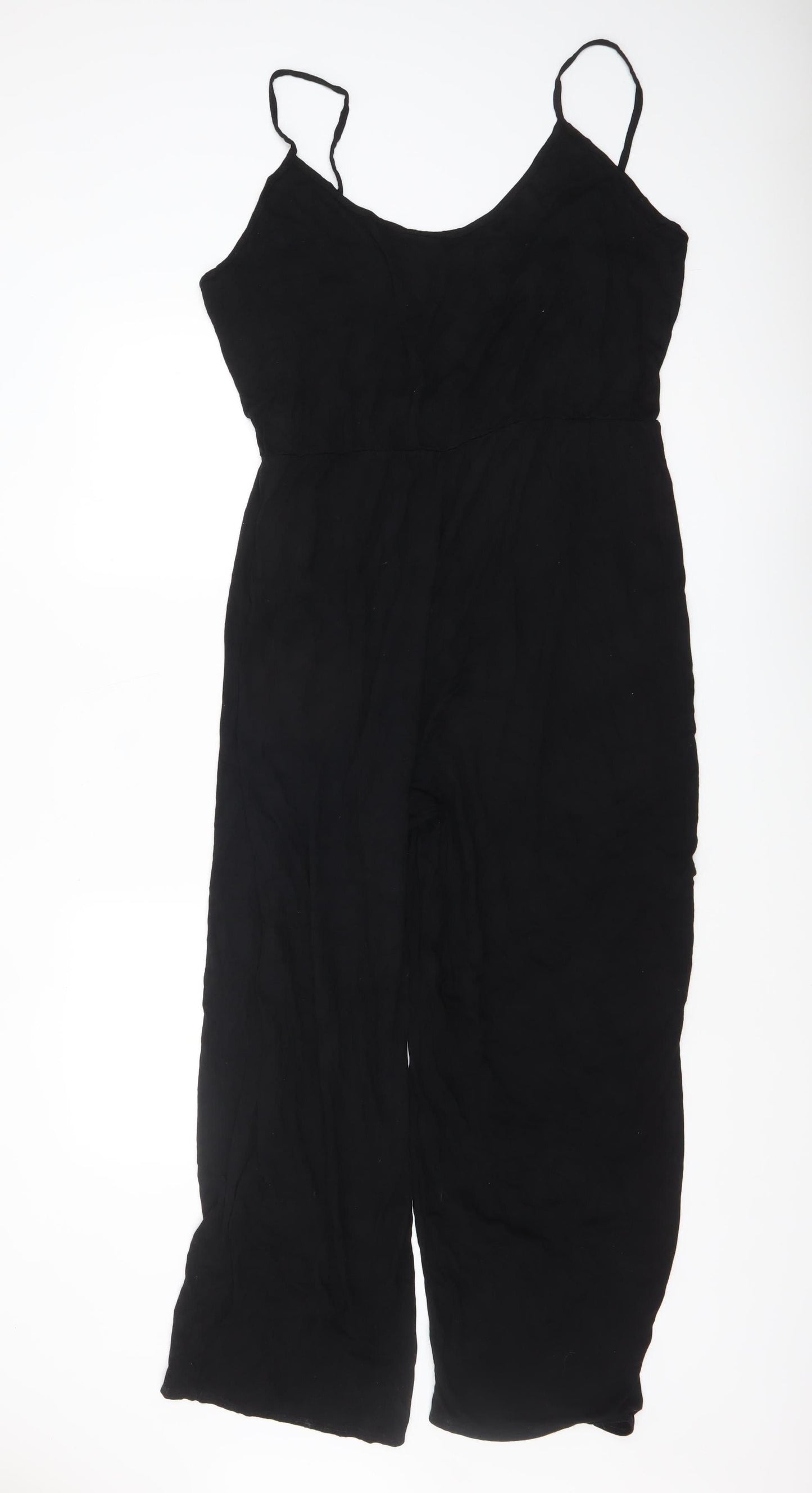 Boohoo Women Black Viscose Jumpsuit Size 24 Wide-Leg Plus Fit
