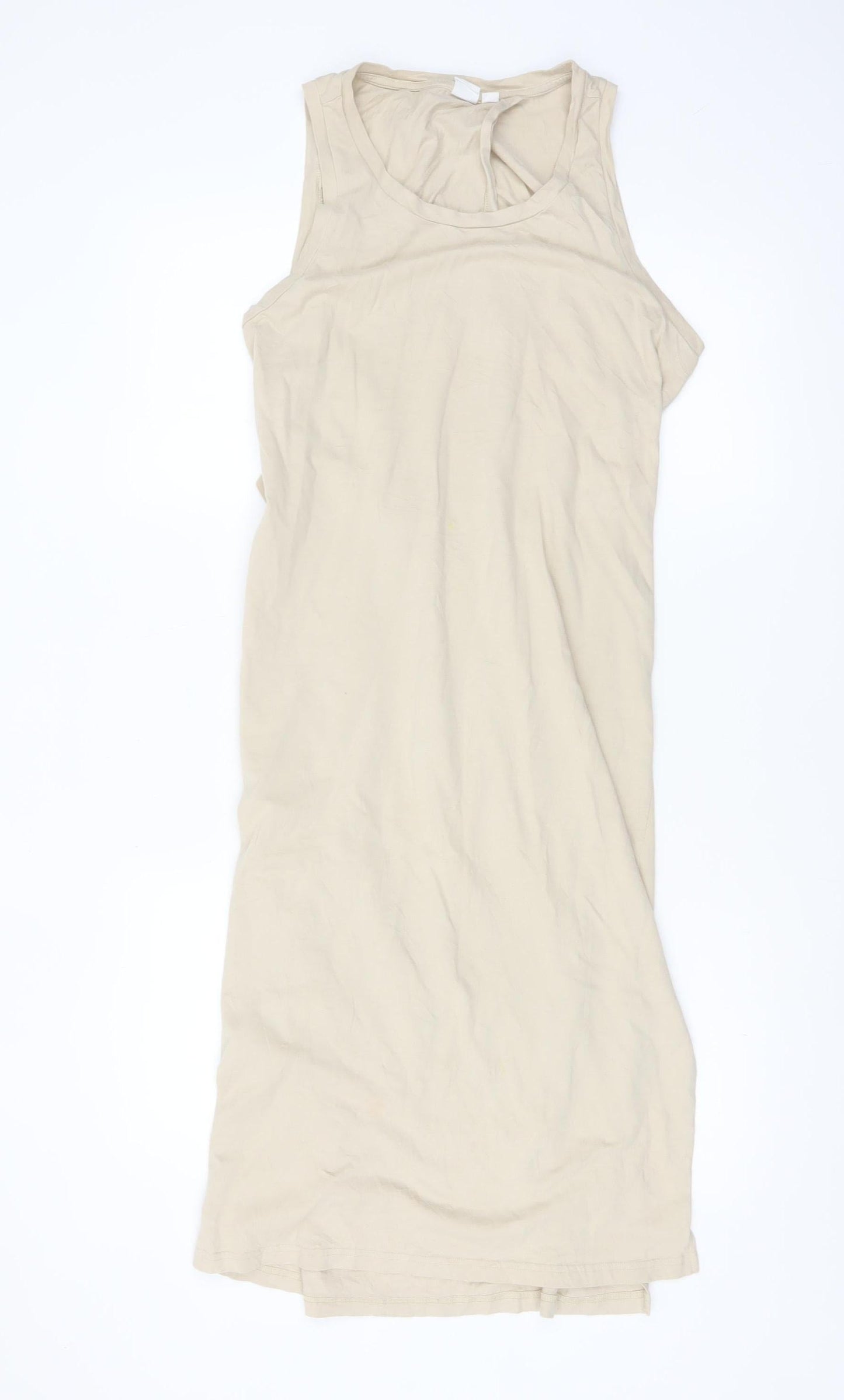 GAP Women Beige Cotton Scoop Neck Sleeveless Tank Dress M