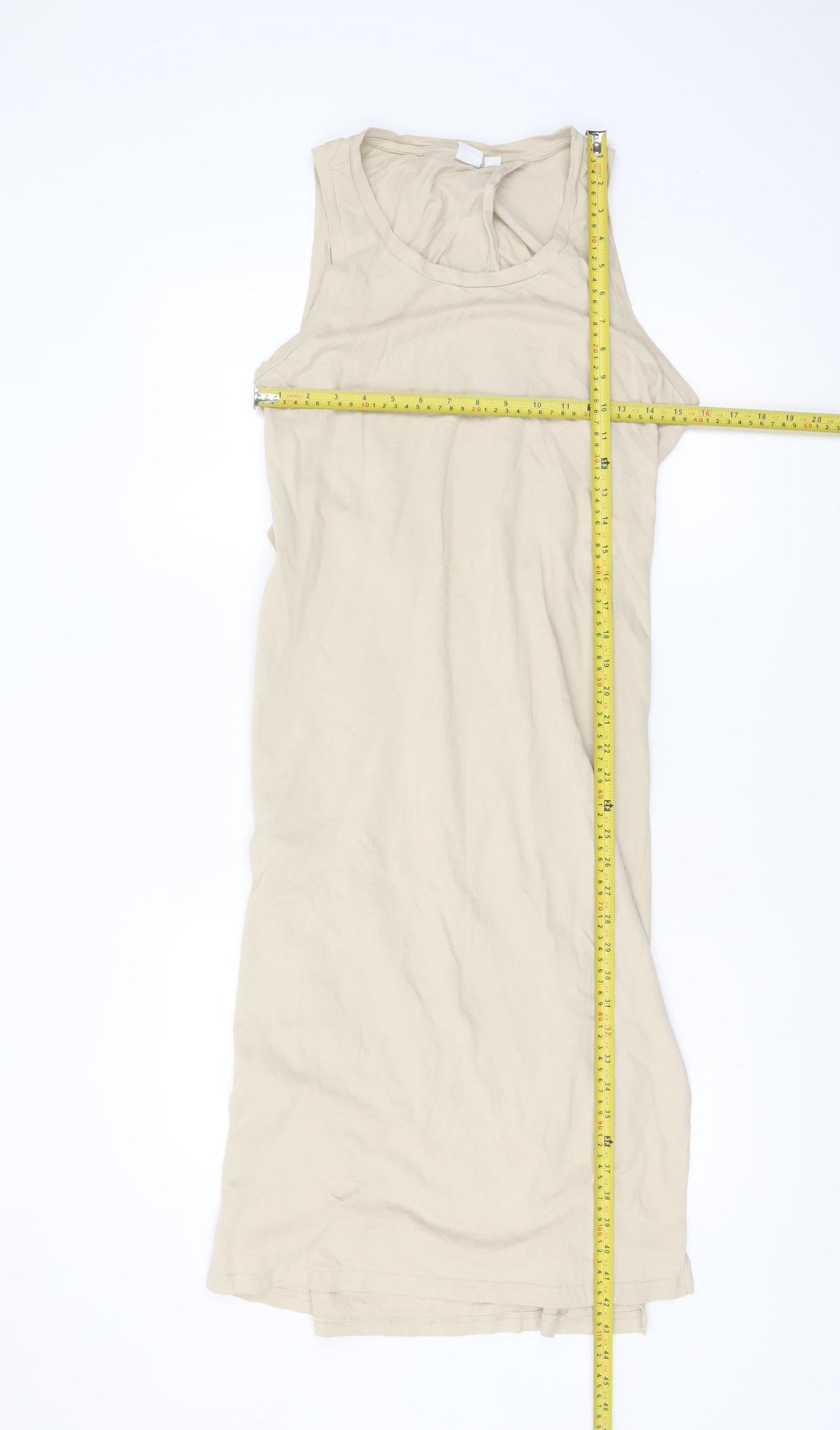 GAP Women Beige Cotton Scoop Neck Sleeveless Tank Dress M