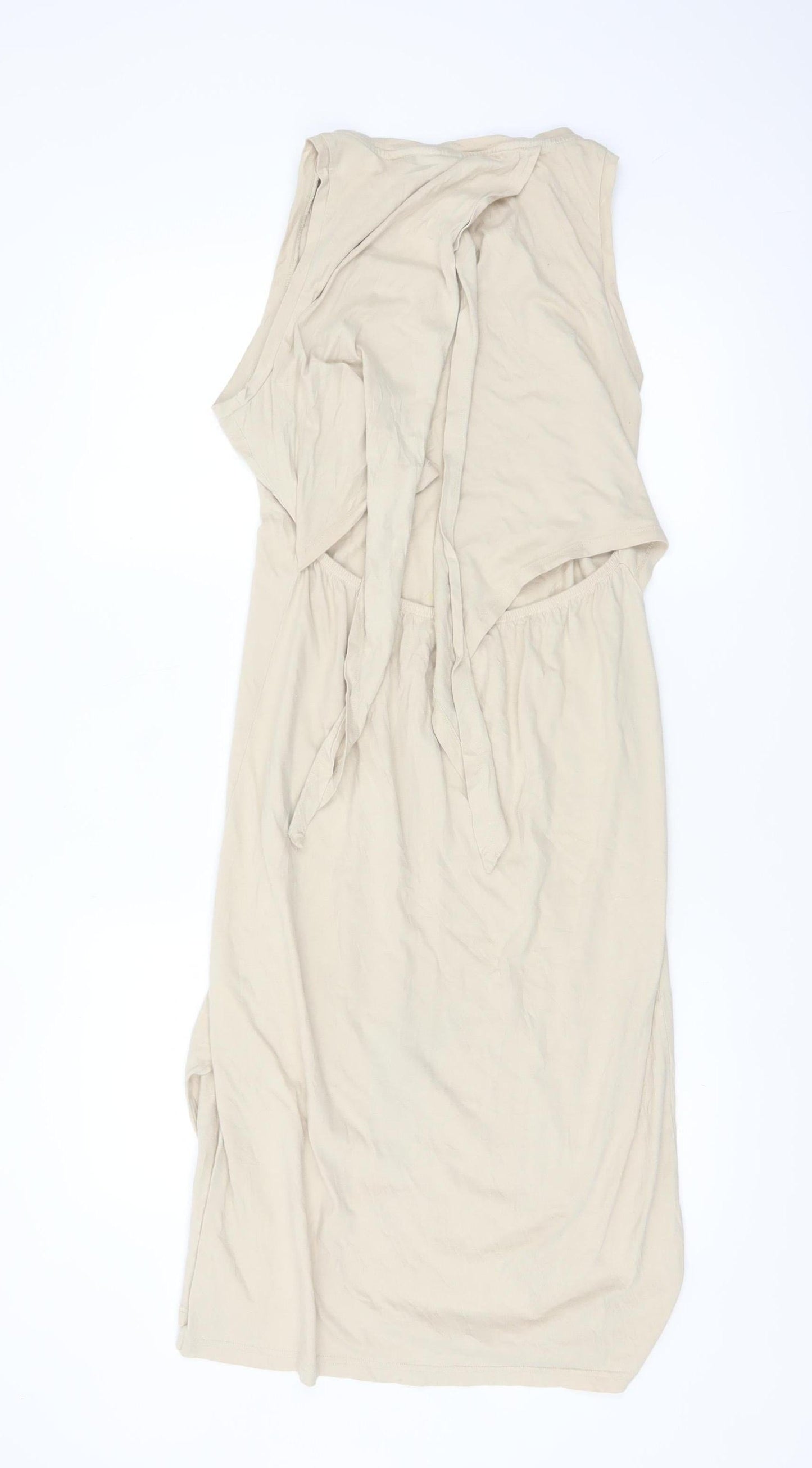 GAP Women Beige Cotton Scoop Neck Sleeveless Tank Dress M