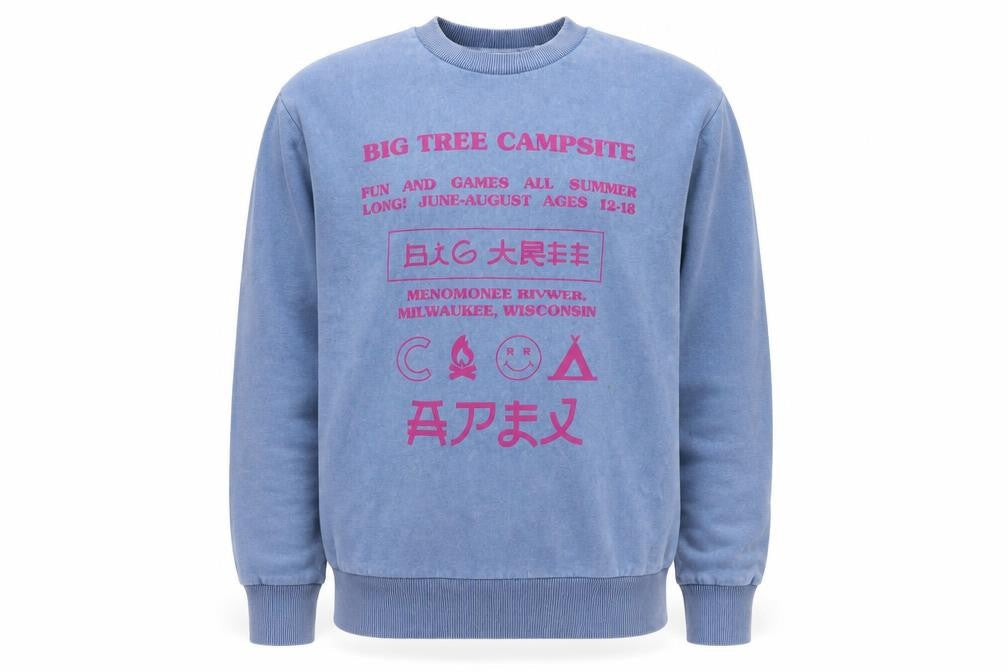 Collusion Unisex Blue Graphic Print Pullover Sweatshirt XS