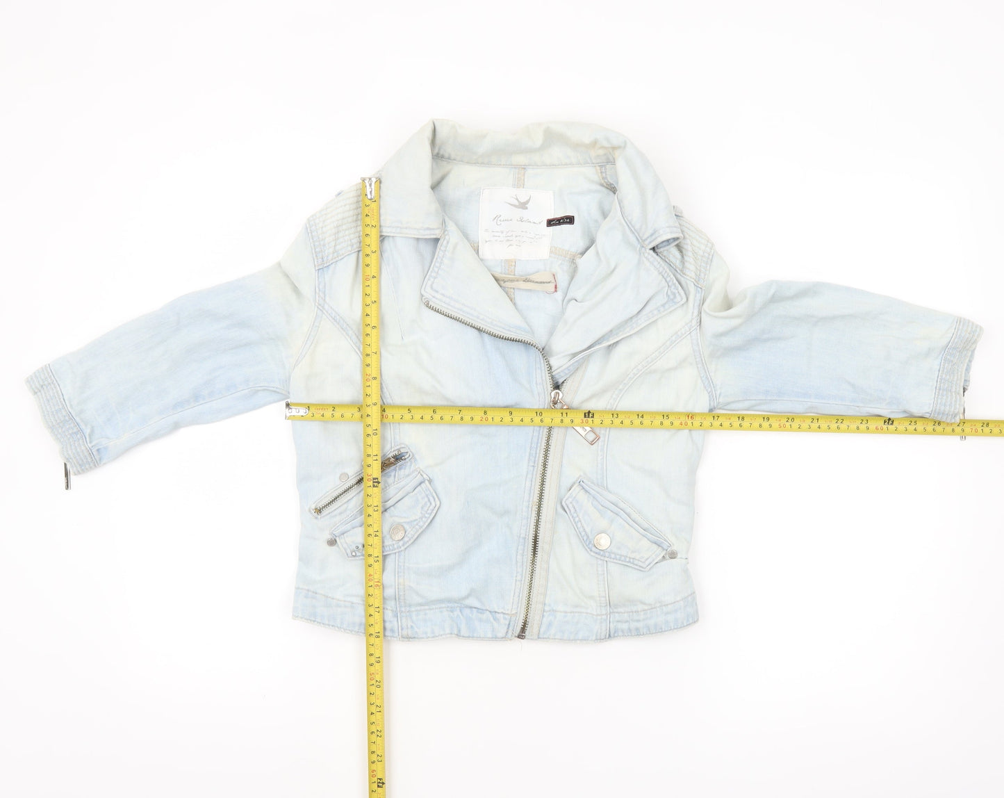 River Island Womens Blue Denim Biker Jacket Size 8