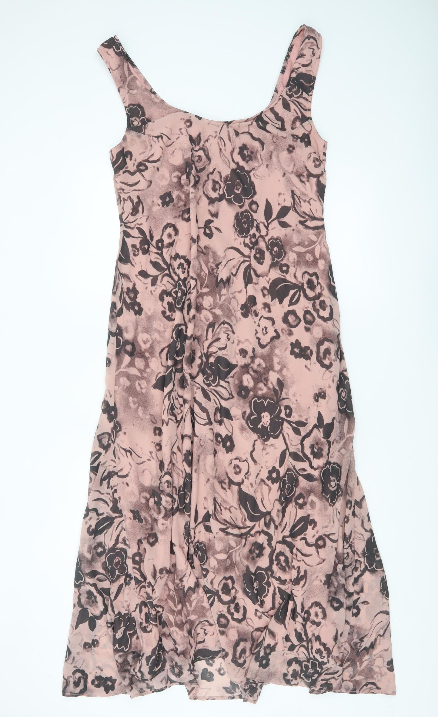 ASOS DESIGN Women's Pink Floral Midi A-Line Sleeveless Dress UK14