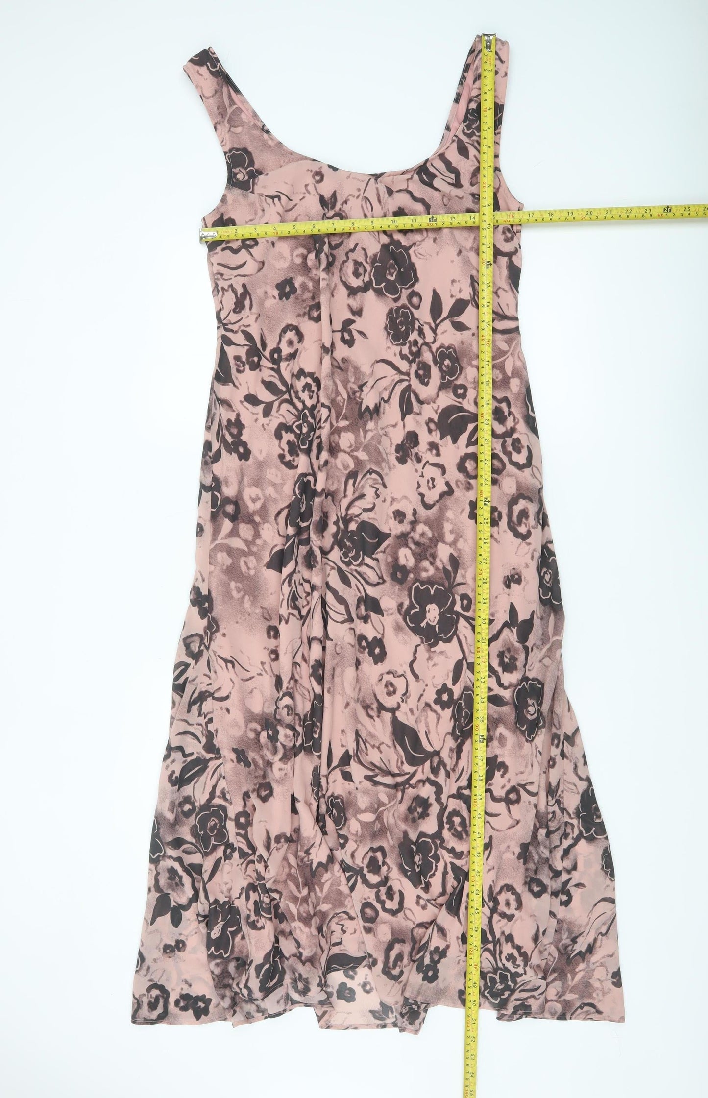ASOS DESIGN Women's Pink Floral Midi A-Line Sleeveless Dress UK14