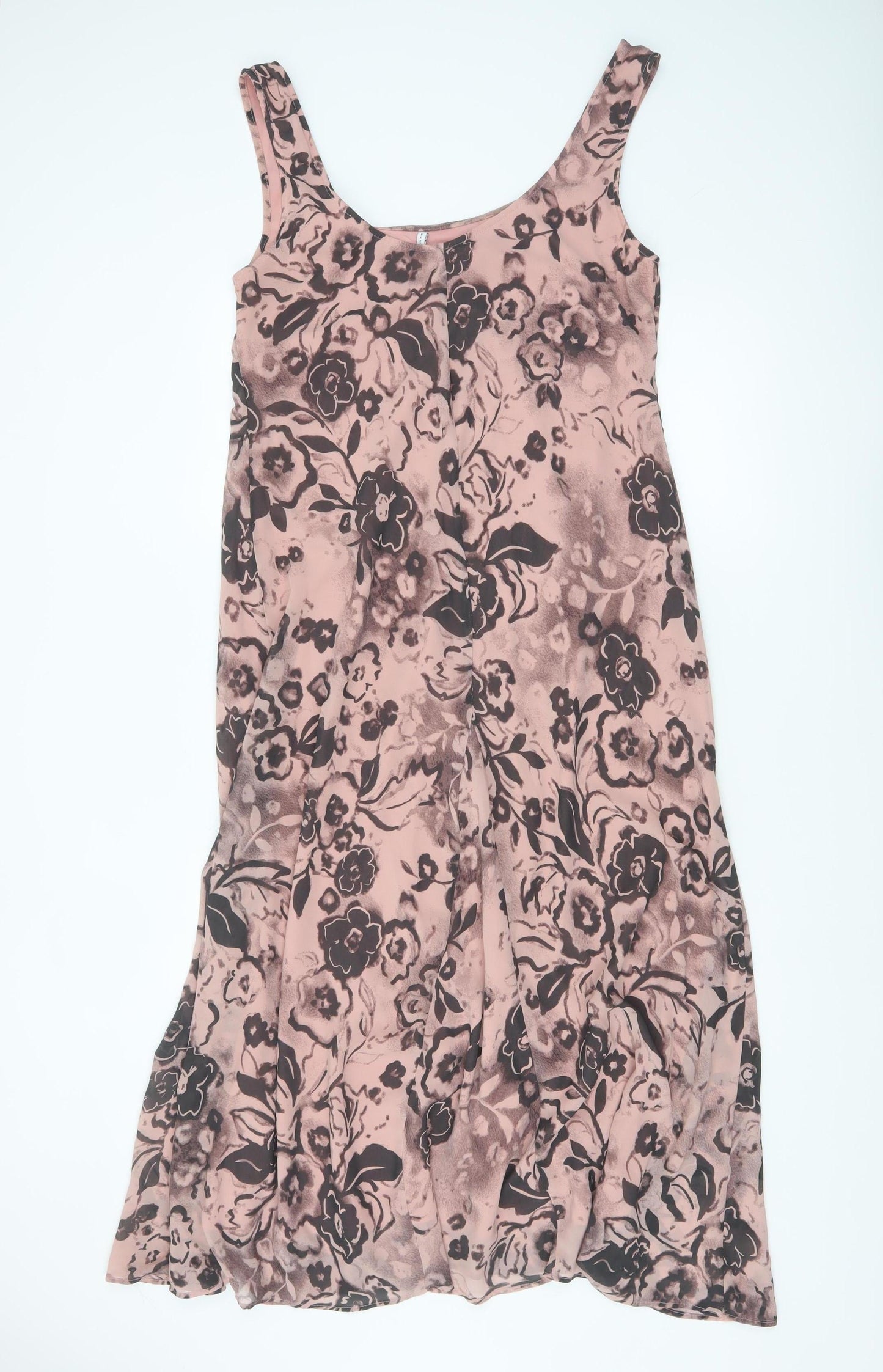ASOS DESIGN Women's Pink Floral Midi A-Line Sleeveless Dress UK14