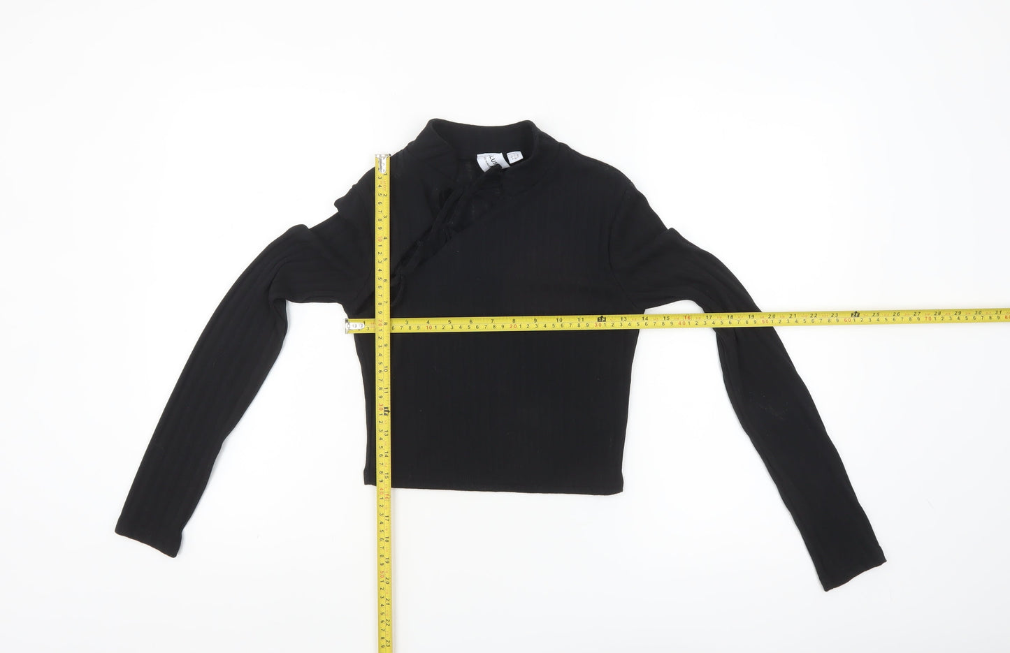 ASOS DESIGN Women’s Black Cropped High Neck Long Sleeve Top Size 8