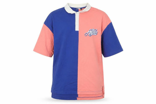 ASOS Design Men's Beige & Blue Colourblock Polo Shirt Size M