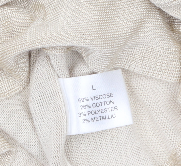 Linea Women’s Beige Bohemian Knit Blouse L Flared 3/4 Sleeve