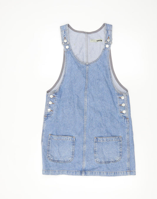 Topshop Women’s Blue Denim Pinafore Dress Size 8 Casual Sleeveless
