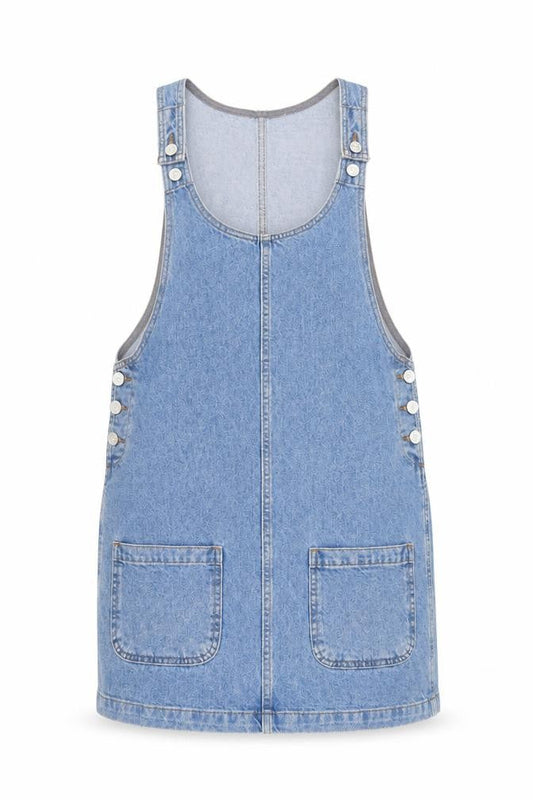 Topshop Women’s Blue Denim Pinafore Dress Size 8 Casual Sleeveless
