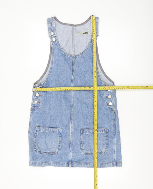 Topshop Women’s Blue Denim Pinafore Dress Size 8 Casual Sleeveless