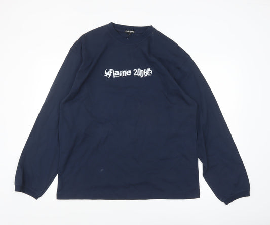 Pyramid Mens Blue Long Sleeve 2006 Graphic Cotton Top L