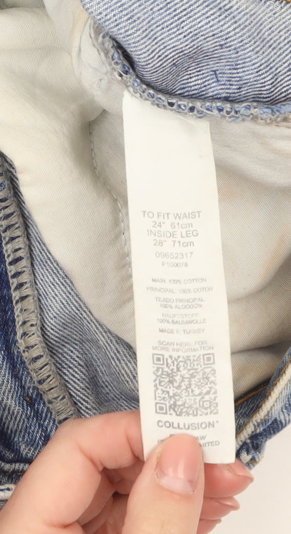 Collusion Womens Blue High Rise Straight Jeans Size 6 Regular Fit