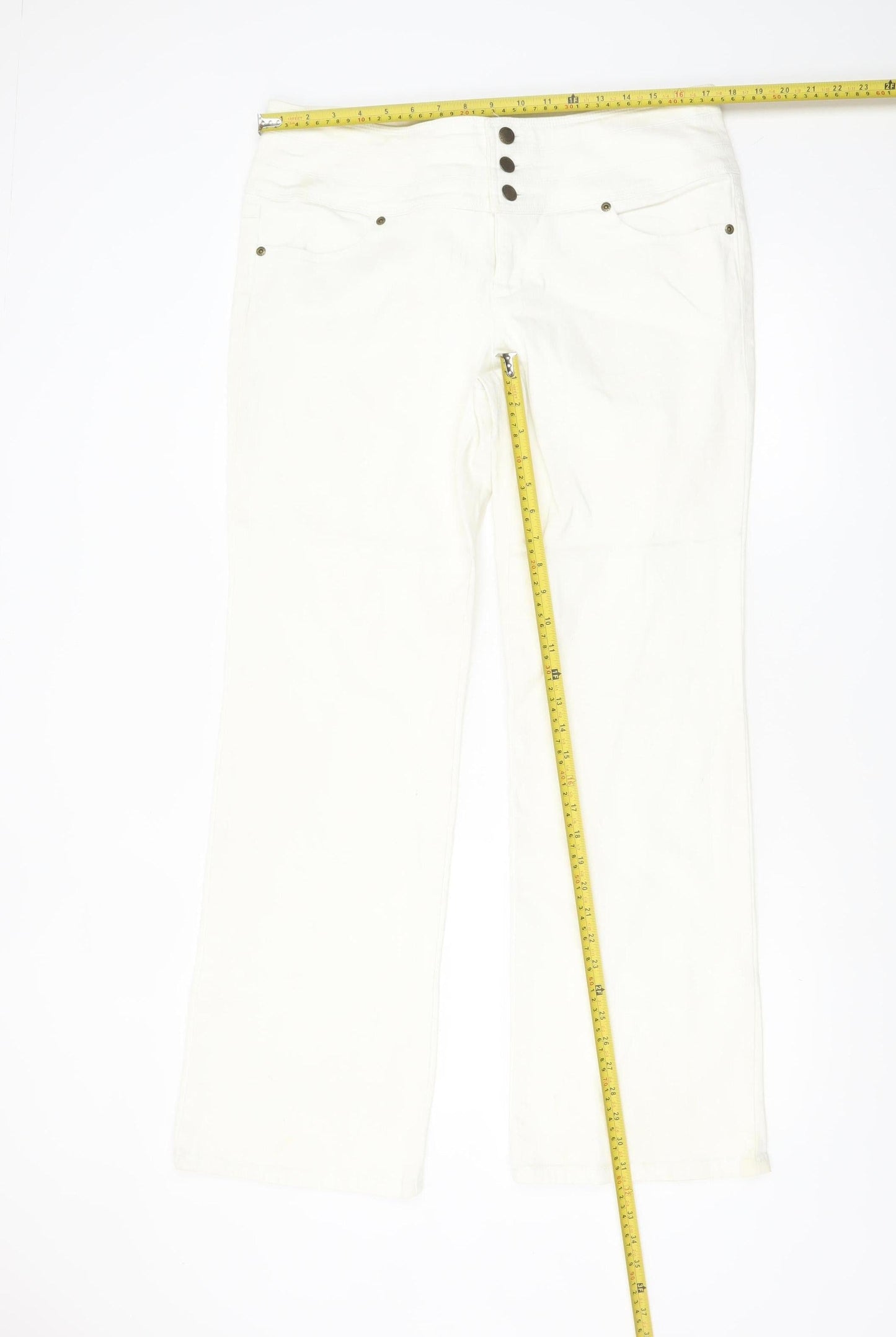 John Baner Women's White Bootcut High Waist Jeans Size 14
