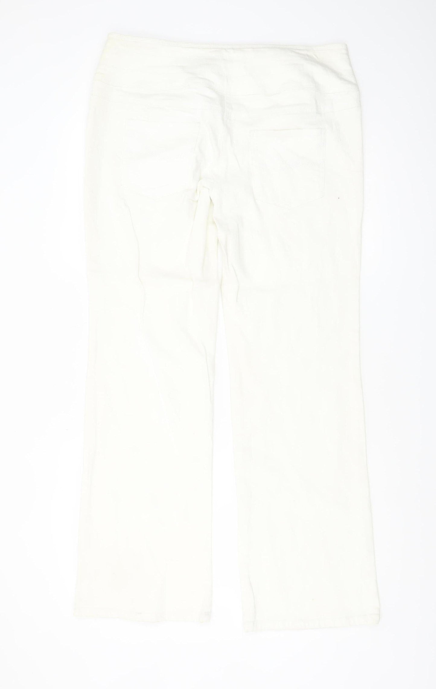 John Baner Women's White Bootcut High Waist Jeans Size 14