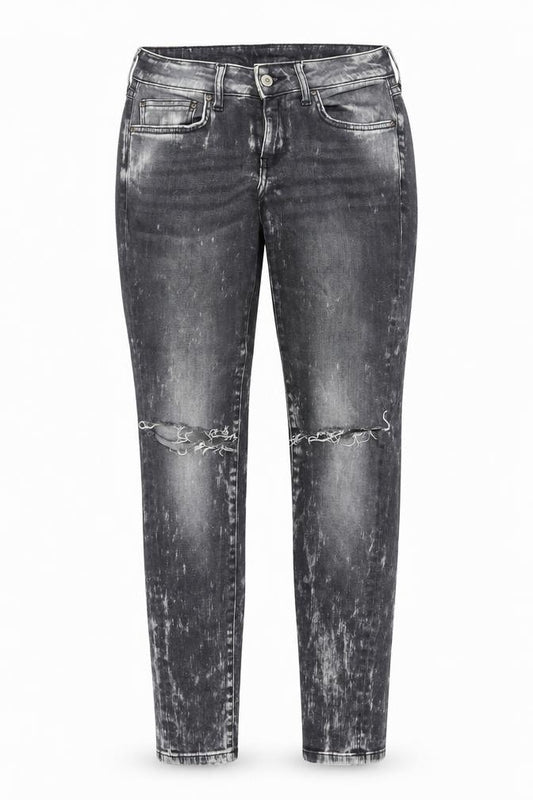 Mango Womens Grey Acid Wash Skinny Distressed Jeans Size 10