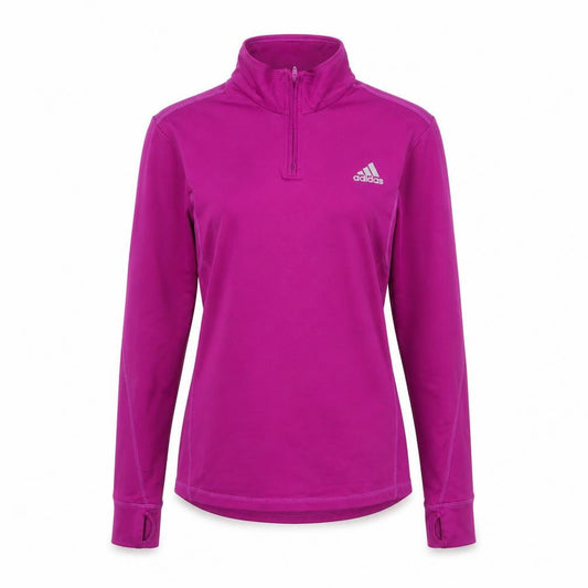 adidas Teens Purple Long Sleeve 1/4 Zip Running Top Size L