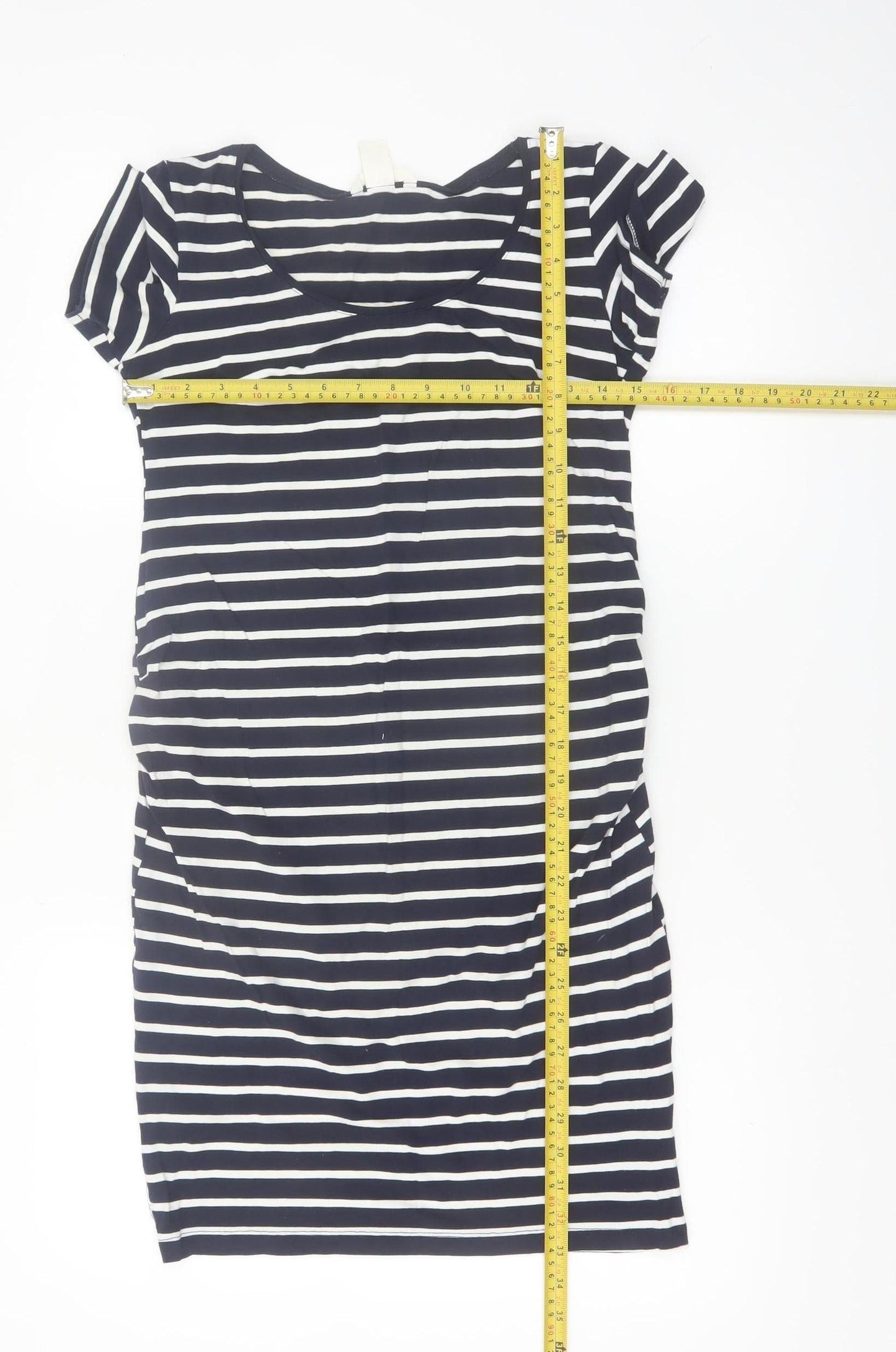 H&M Mama Women's Blue Striped Bodycon Maternity Dress Size 8