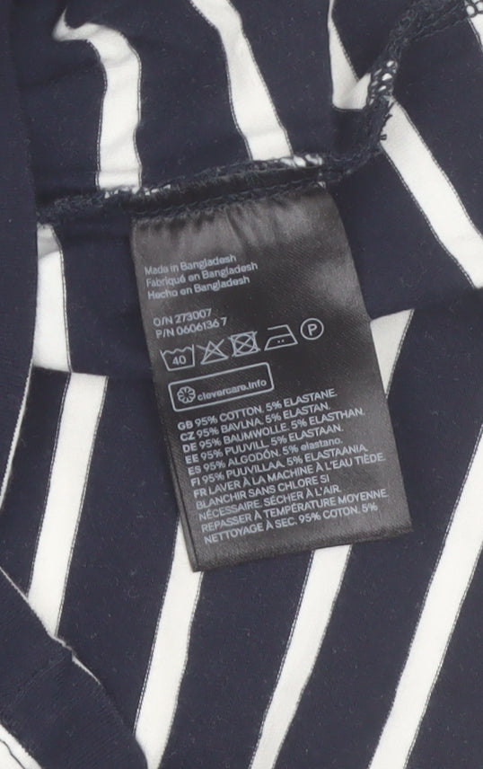 H&M Mama Women's Blue Striped Bodycon Maternity Dress Size 8